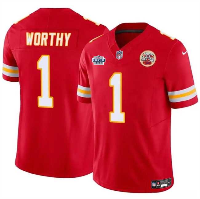 Men & Women & Youth Kansas City Chiefs #1 Xavier Worthy Red F.U.S.E With Draft Patch Vapor Untouchable Limited Stitched Jersey